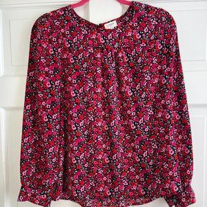 J. Crew Factory long sleeve blouse - dark pink floral XS